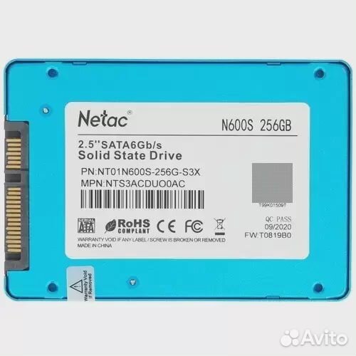 Твердотельный накопитель netac 256 Gb NT01N600S-25