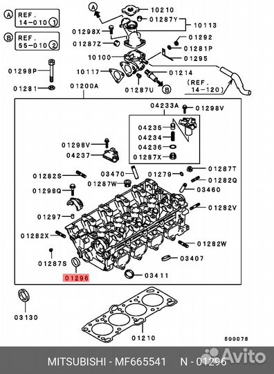 Заглушка блока цилиндров mitsubishi MF665541