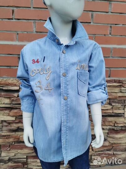 Джинсовая рубашка, рост 116