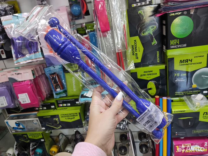 Булавы гимнастические 35 см, 140 г, цвет синий