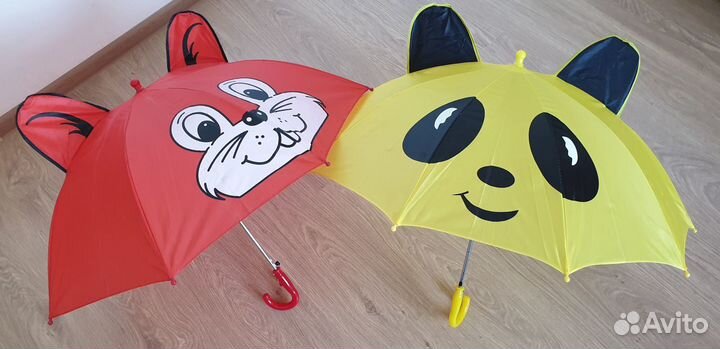 Зонтики детские разноцветные с ушками