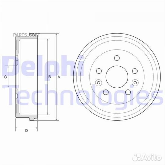 Delphi Барабан тормозной задн. (228.5 x 51,4 mm.) 5 отв