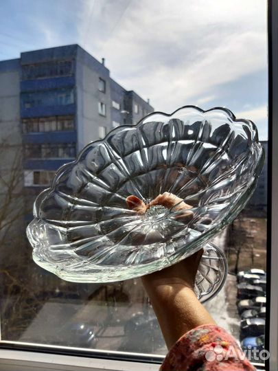 Фруктовница на ножке стекло СССР