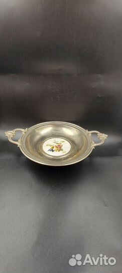Антикварная Ваза для фруктов метал фарфор