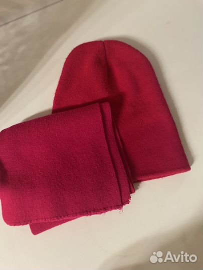 Женский шарф и шапка розовый весна осень