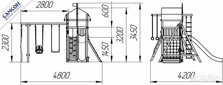 Детская деревянная игровая площадка Тасмания