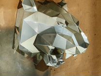 Голова тигра из металла, полигональная