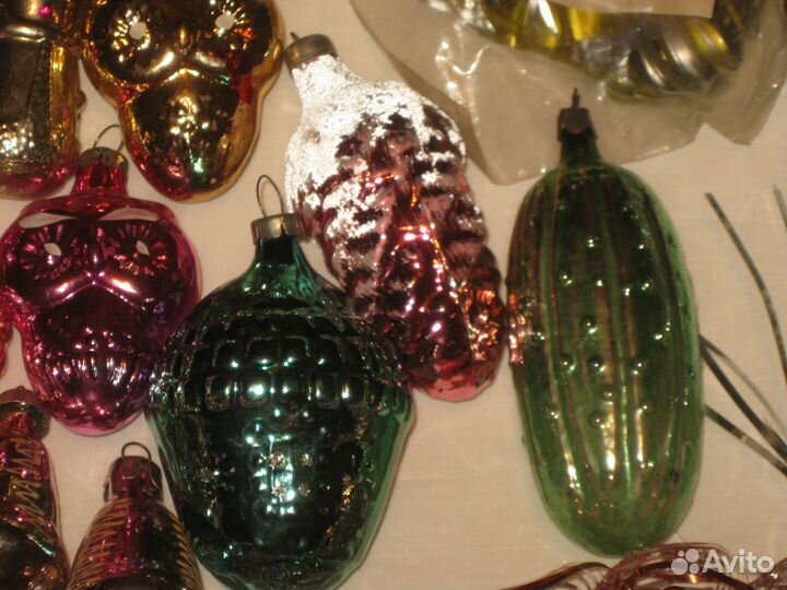Елочные игрушки. Украшения. Стекло. СССР