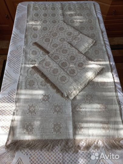 Скатерть дорожка льняная СССР с салфетками