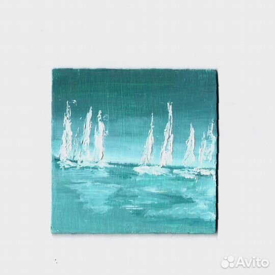 Миниатюра маслом Морской пейзаж
