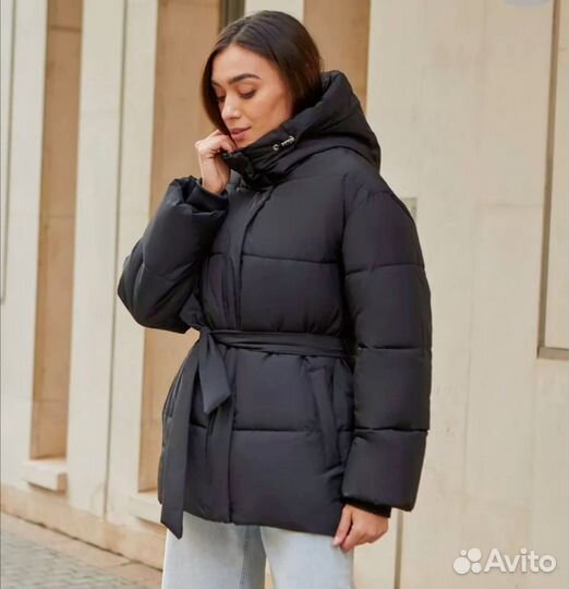 Пуховик с ремнем