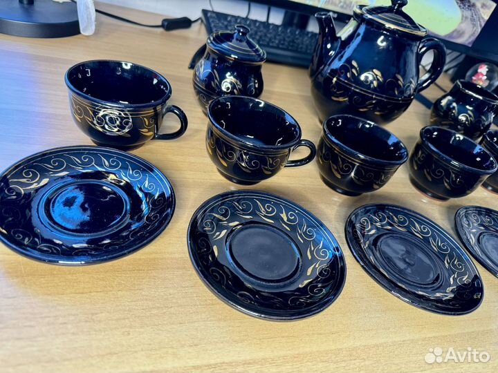 Чайный сервиз из глины на 6 персон