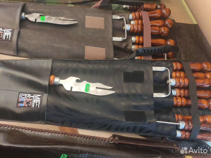 Шампура с деревянной ручкой подарочные в чехле