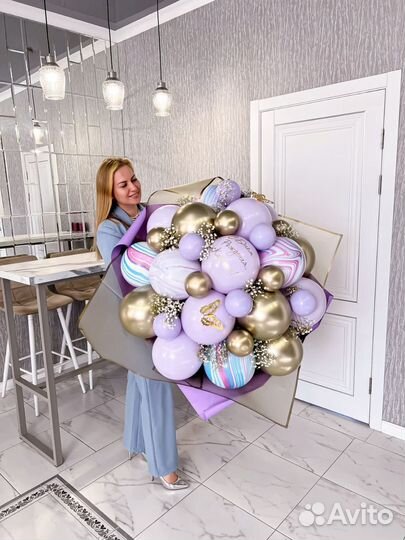 Букет из воздушных шаров с гипсофилой