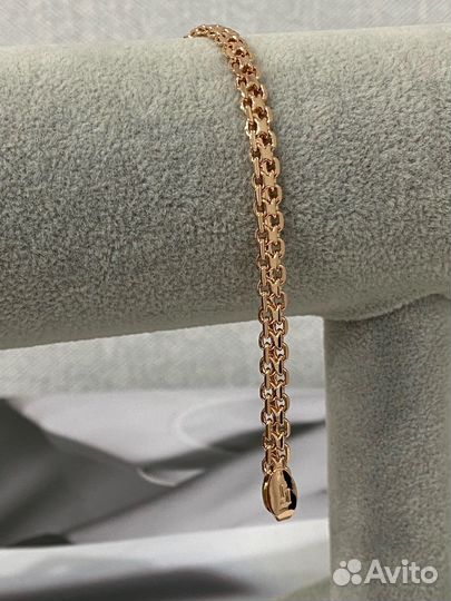 Браслет позолота 20 см плетение бисмарк якорный