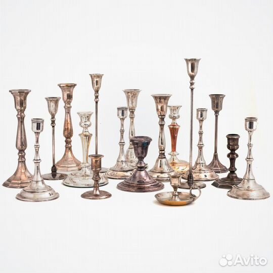 Подсвечники в серебрении - много