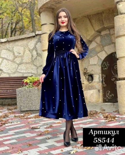 Платье велюр вечернее