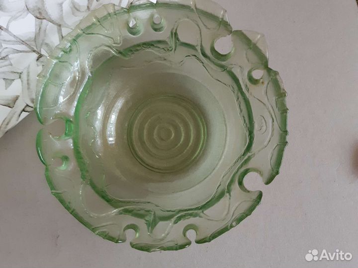 Ваза для фруктов цветное стекло СССР