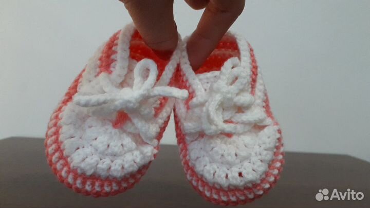 Пинетки-ботиночки цвет белый+розовый