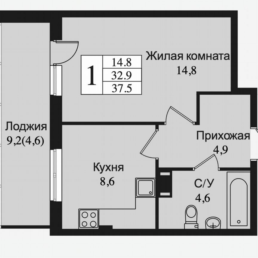 1-к. квартира, 42 м², 13/15 эт.