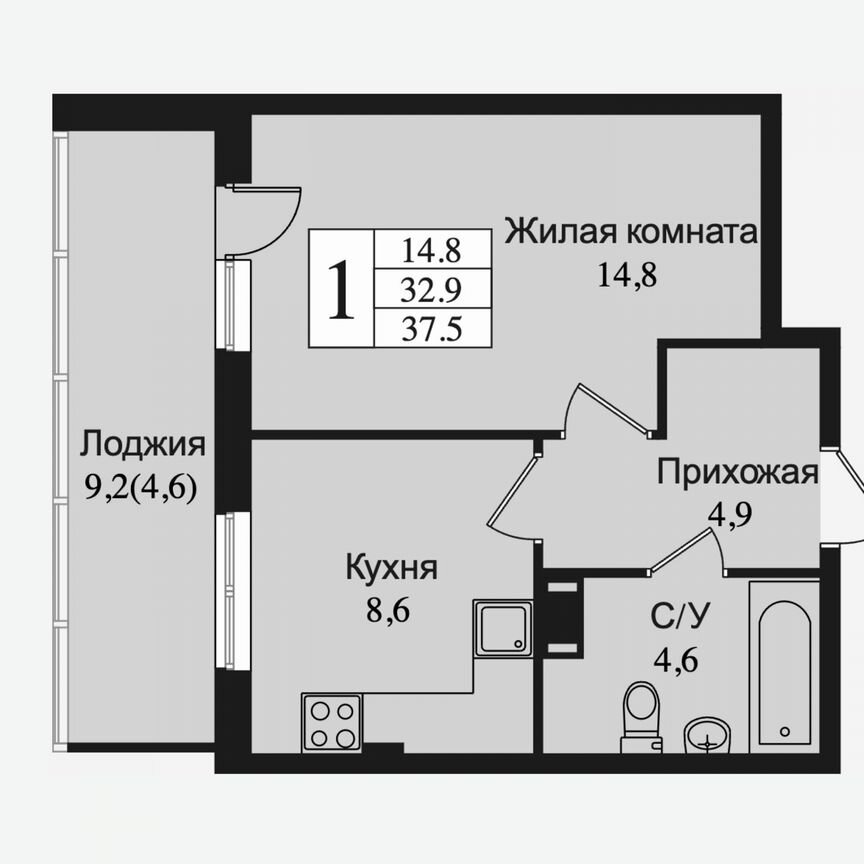 1-к. квартира, 42 м², 13/15 эт.