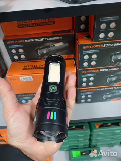 Мощный фонарь 3км встроенный аккумулятор