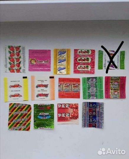 Вкладыши, этикетки, обертки от жвачек