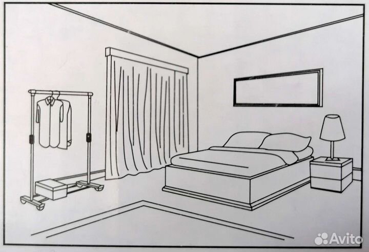 Стойка для одежды, вешалка напольная передвижная