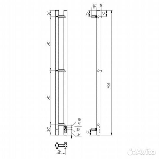 Полотенцесушитель Point PN12812 8х120 эл, хром