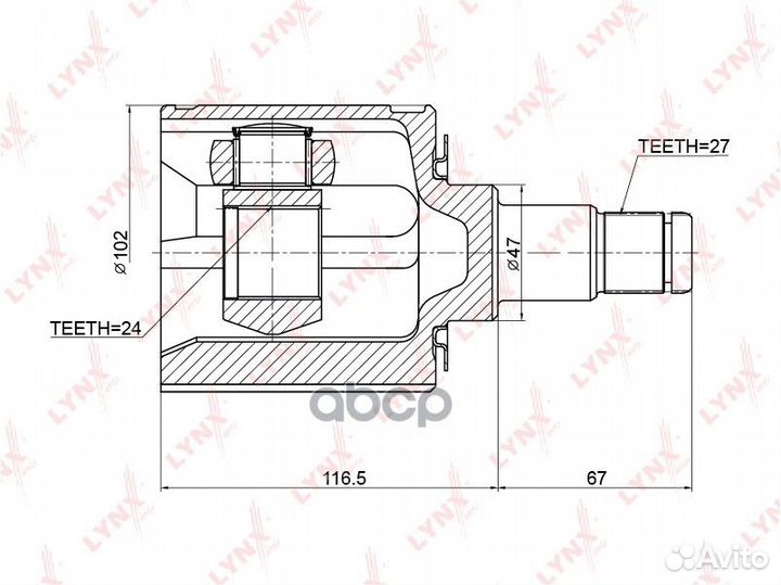 ШРУС toyota LC prado J90/hilux 96-02 внутр