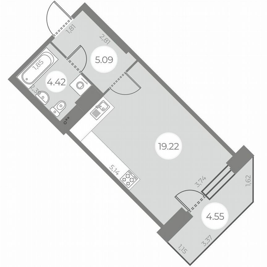 Квартира-студия, 30 м², 13/20 эт.