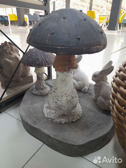 Гриб, заяц- фигуры из бетона