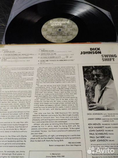 Dick Johnson Swing Shift винил США 1981 jazz