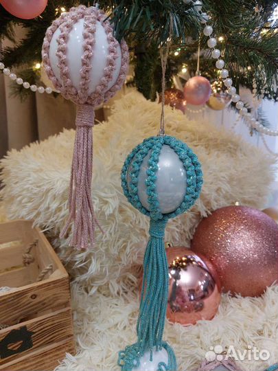 Ёлочные игрушки макраме. Игрушки на елку