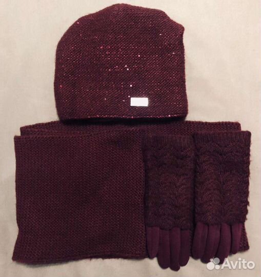 Комплект шапка шарф перчатки