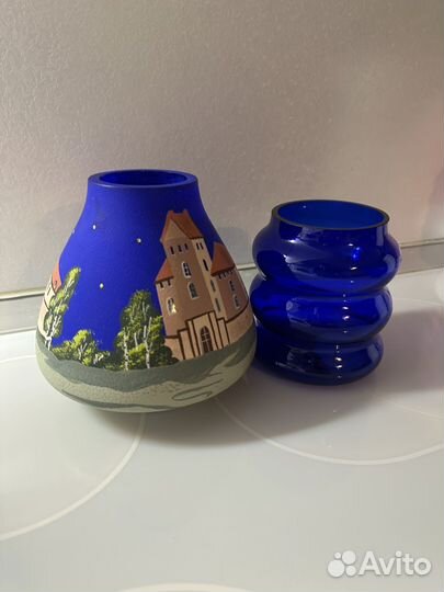 Подсвечник со стеклянной колбой, ручная роспись