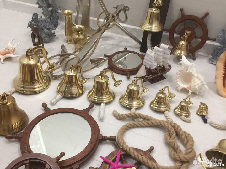 Горн Штурвалы Сеть рыбацкая Рында Фонарь и др
