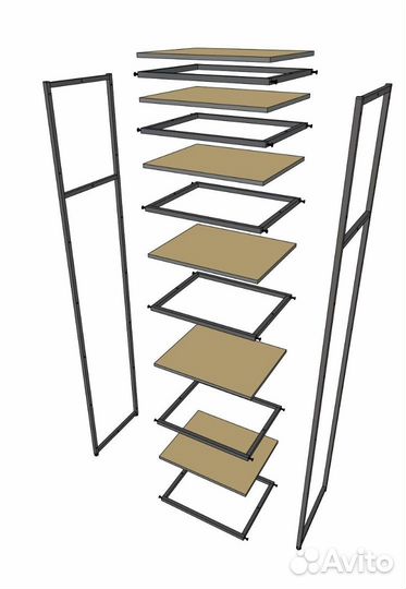 Стеллаж для одежды A2260-20-чб 220х60х45