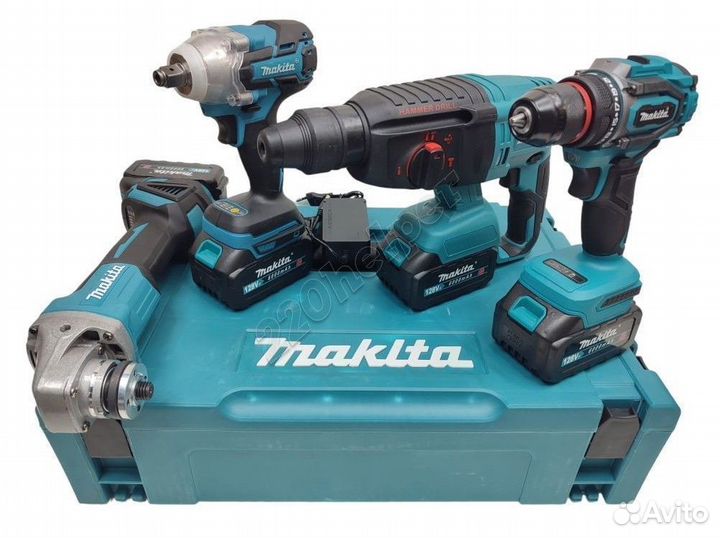 Набор инструмента Makita 4в1 + 4 аккумулятора