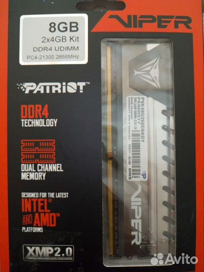 Оперативная память Patriot viper 2x4gb ddr4