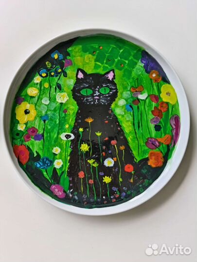 Блюдо для пиццы, Добрушский фарфор, ручная роспись