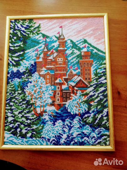 Картина вышивка бисером замок Нойшванштайн 35*28