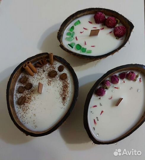 Свеча в кокосе, свечи из вощины