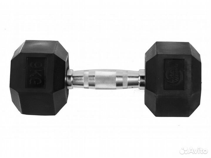 Гантель обрезиненная гексагональная