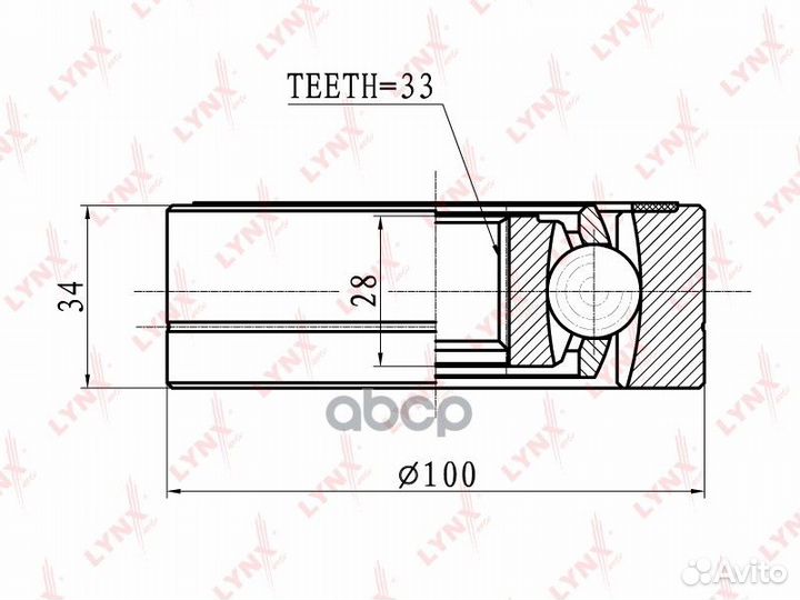 ШРУС внутренний перед прав/лев CI8008 lynxauto