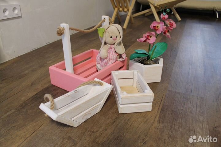 Кашпо деревянные флористические разных