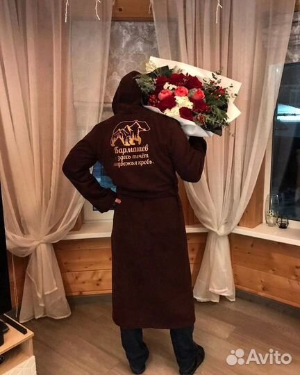 Плюшевый халат с именной вышивкой