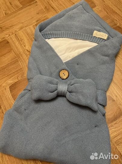 Конверт (одеяло) вязаный утепленный на выписку