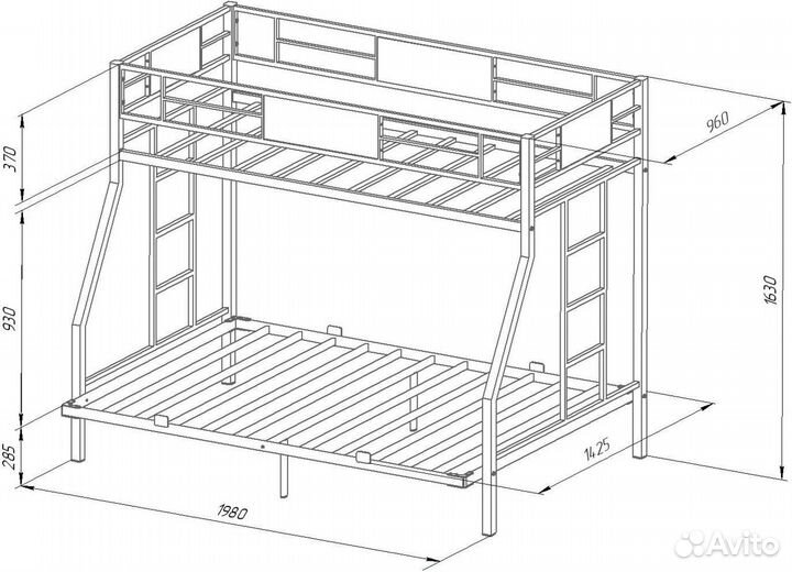 Двухъярусная кровать Грация-140