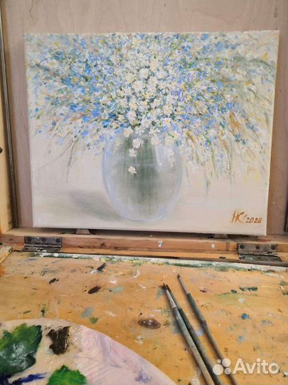 Картина маслом на холсте цветы, картина под заказ